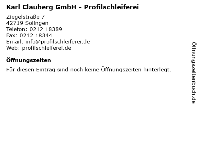 Karl Clauberg GmbH - Profilschleiferei in Solingen: Adresse und Öffnungszeiten