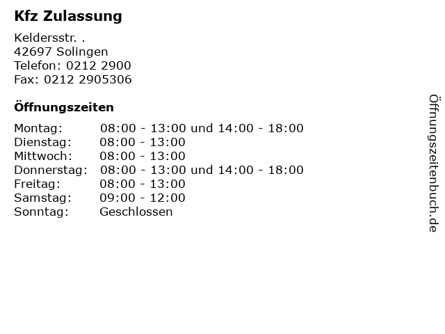 Kfz Zulassung in Solingen: Adresse und Öffnungszeiten