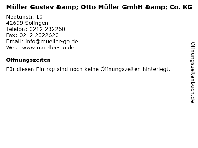 Müller Gustav & Otto Müller GmbH & Co. KG in Solingen: Adresse und Öffnungszeiten