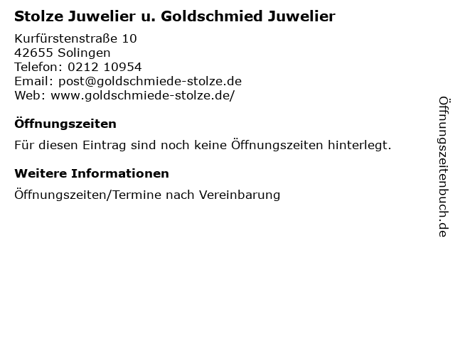 Stolze Juwelier u. Goldschmied Juwelier in Solingen: Adresse und Öffnungszeiten