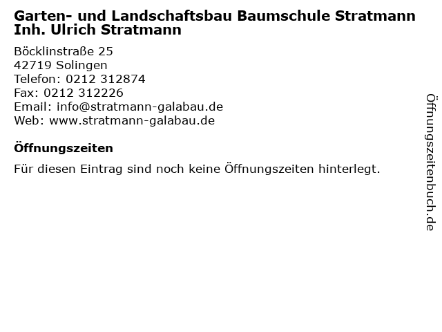 ᐅ Offnungszeiten Stratmann Garten Und Landschaftsbau