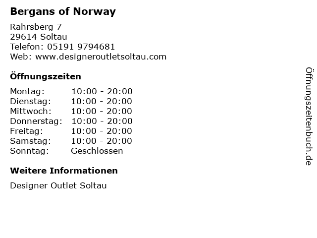ᐅ öffnungszeiten Bergans Of Norway Rahrsberg 7 In Soltau