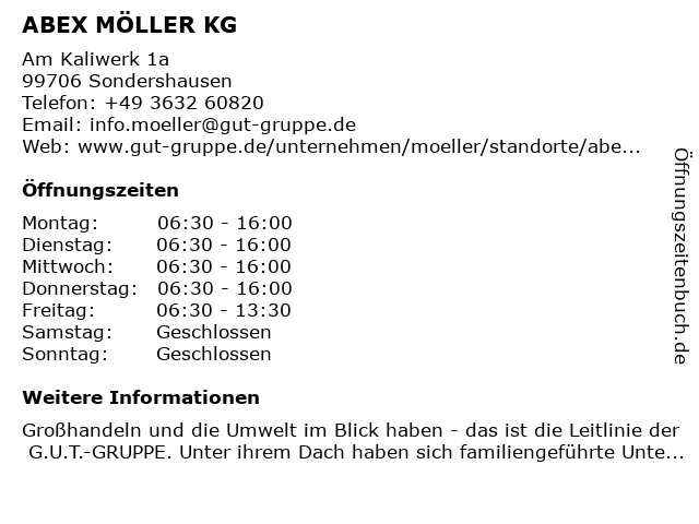 ABEX MÖLLER KG in Sondershausen: Adresse und Öffnungszeiten
