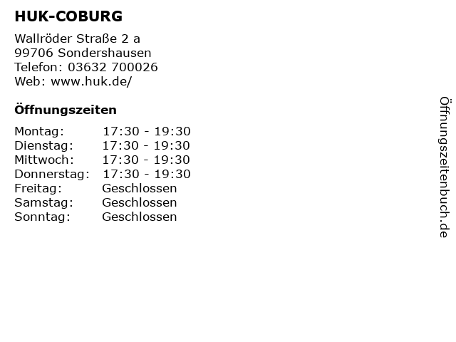 HUK-COBURG in Sondershausen: Adresse und Öffnungszeiten