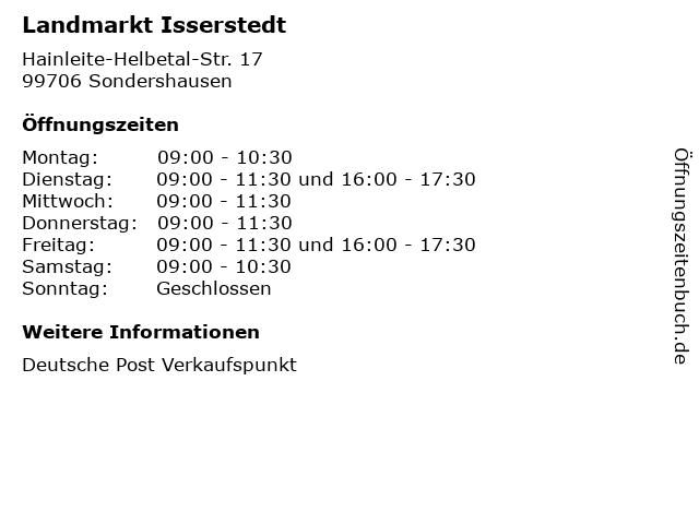 Landmarkt Isserstedt in Sondershausen: Adresse und Öffnungszeiten