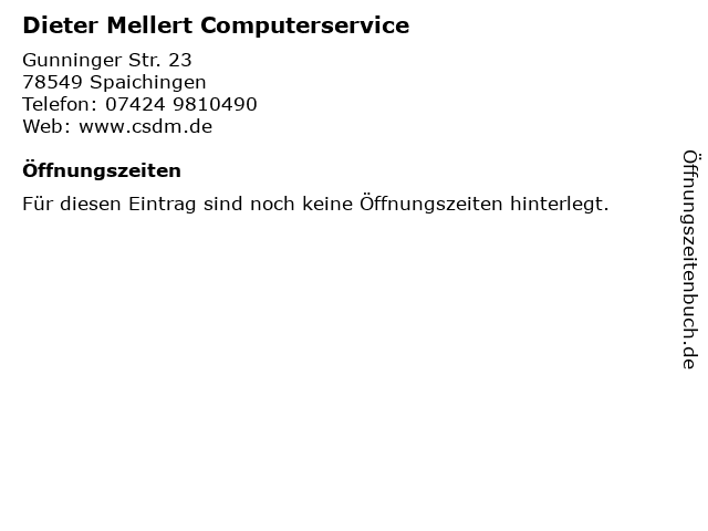 Dieter Mellert Computerservice in Spaichingen: Adresse und Öffnungszeiten