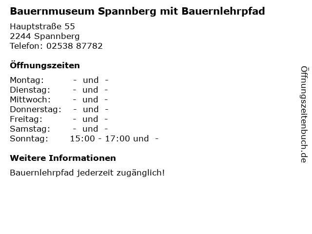 Bauernmuseum Spannberg mit Bauernlehrpfad in Spannberg: Adresse und Öffnungszeiten