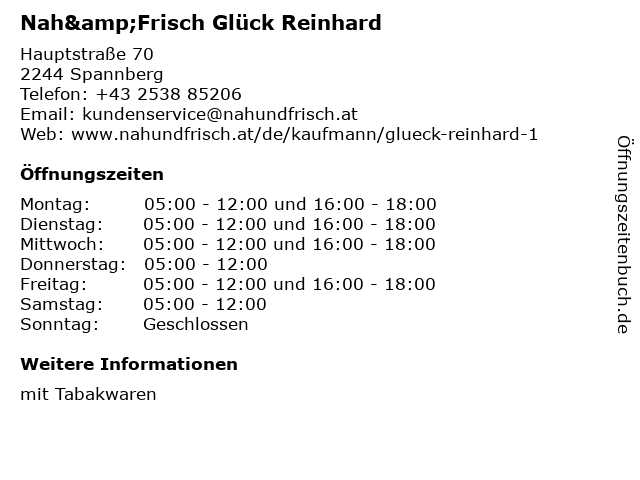 Nah&Frisch - Glück in Spannberg: Adresse und Öffnungszeiten
