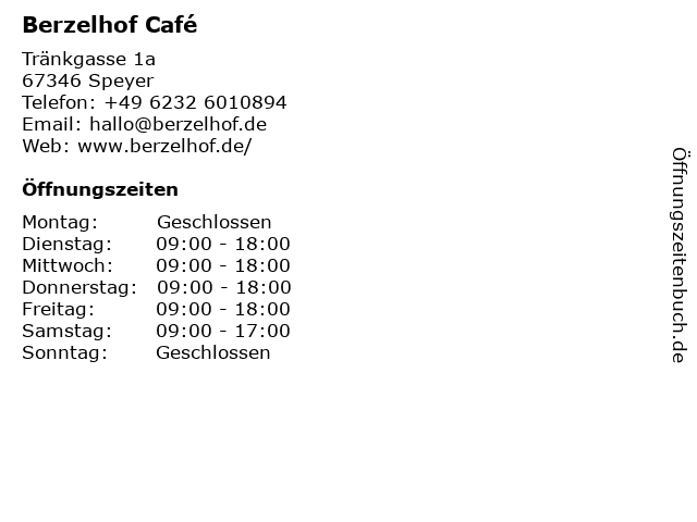 Berzelhof Café in Speyer: Adresse und Öffnungszeiten