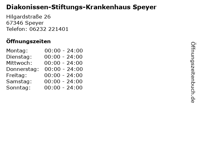 Diakonissen-Stiftungs-Krankenhaus Speyer in Speyer: Adresse und Öffnungszeiten