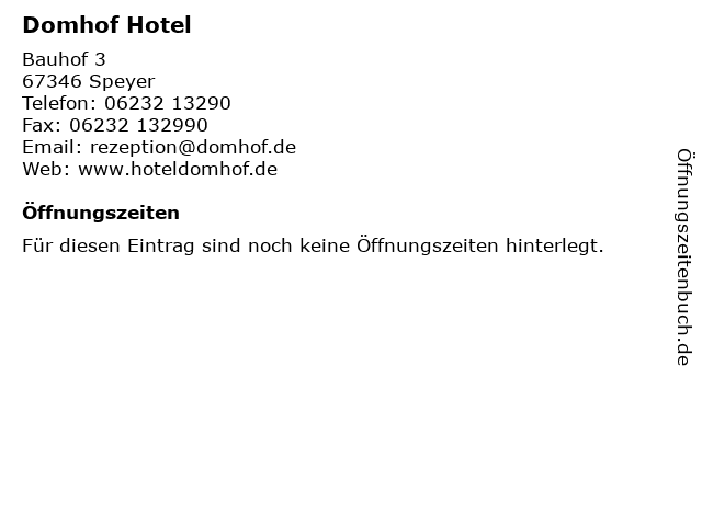 Domhof Hotel in Speyer: Adresse und Öffnungszeiten