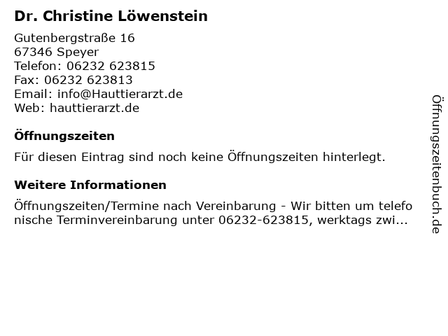 Dr. Christine Löwenstein in Speyer: Adresse und Öffnungszeiten