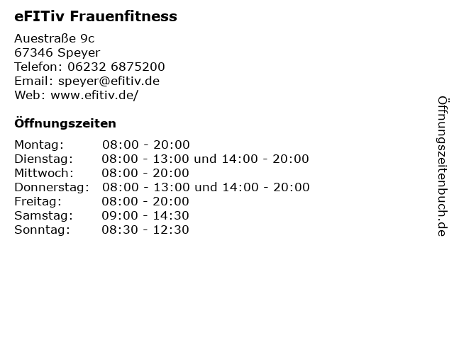 EFitiv Frauenfitness-Center in Speyer: Adresse und Öffnungszeiten