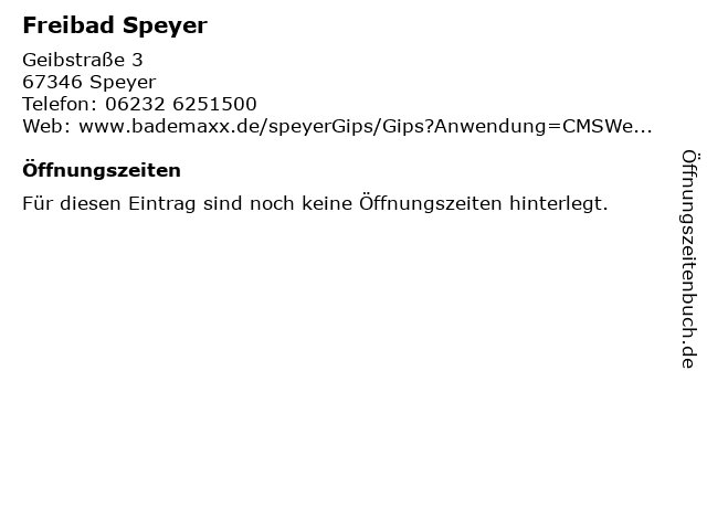 Freibad Speyer in Speyer: Adresse und Öffnungszeiten