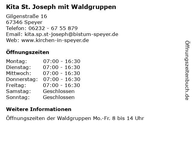 Kita St. Joseph mit Waldgruppen in Speyer: Adresse und Öffnungszeiten