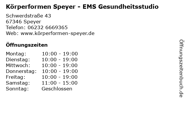 Körperformen Speyer - EMS Gesundheitsstudio in Speyer: Adresse und Öffnungszeiten