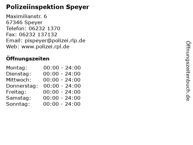 Polizeiinspektion Speyer in Speyer: Adresse und Öffnungszeiten