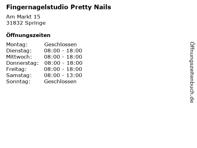 Fingernagelstudio Pretty Nails in Springe: Adresse und Öffnungszeiten