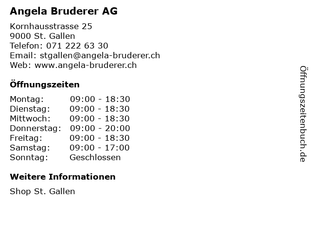 Angela Bruderer AG in St. Gallen: Adresse und Öffnungszeiten