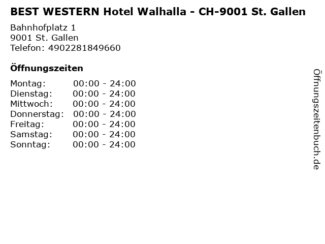 BEST WESTERN Hotel Walhalla - CH-9001 St. Gallen in St. Gallen: Adresse und Öffnungszeiten