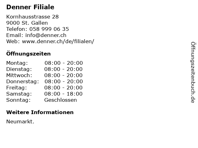 Denner Filiale in St. Gallen: Adresse und Öffnungszeiten