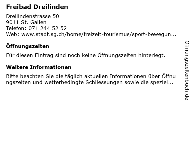 Freibad Dreilinden in St. Gallen: Adresse und Öffnungszeiten