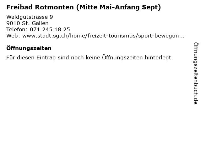 Freibad Rotmonten (Mitte Mai-Anfang Sept) in St. Gallen: Adresse und Öffnungszeiten
