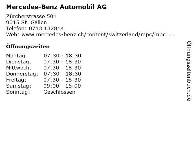 Mercedes-Benz Automobil AG in St. Gallen: Adresse und Öffnungszeiten