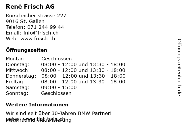 René Frisch AG in St. Gallen: Adresse und Öffnungszeiten