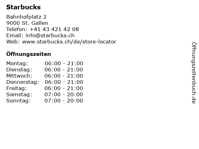 Starbucks in St. Gallen: Adresse und Öffnungszeiten