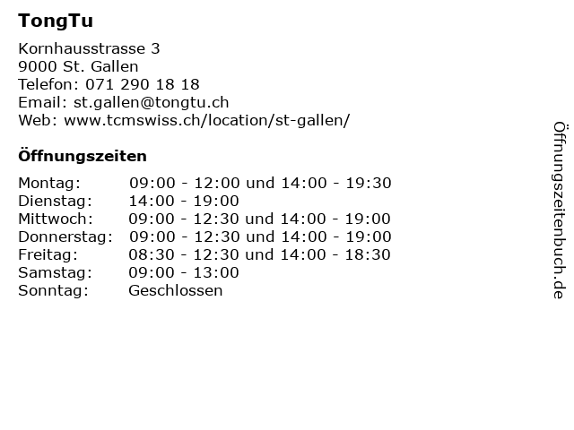 TongTu in St. Gallen: Adresse und Öffnungszeiten