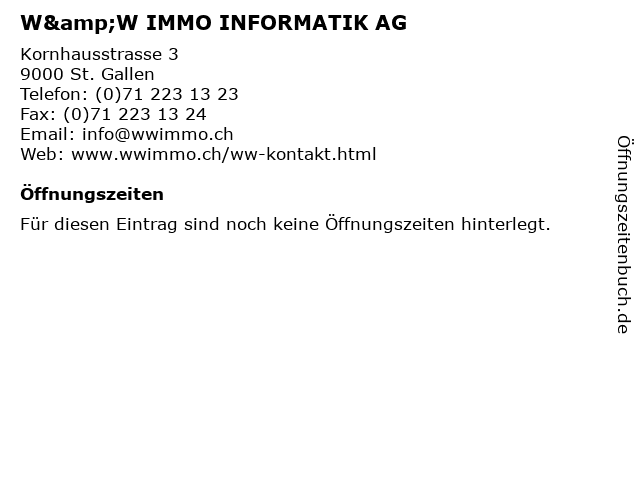 W&W IMMO INFORMATIK AG in St. Gallen: Adresse und Öffnungszeiten