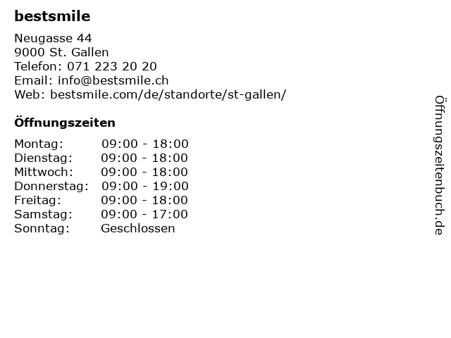 bestsmile in St. Gallen: Adresse und Öffnungszeiten
