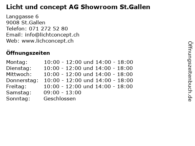 Licht und concept AG Showroom St.Gallen in St.Gallen: Adresse und Öffnungszeiten