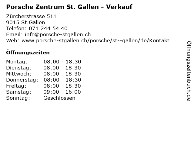 Porsche Zentrum St. Gallen - Verkauf in St.Gallen: Adresse und Öffnungszeiten