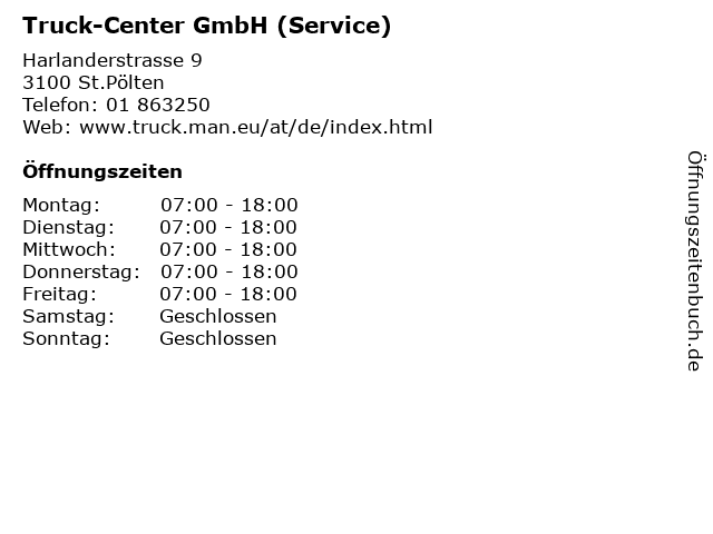 Truck-Center GmbH (Service) in St.Pölten: Adresse und Öffnungszeiten
