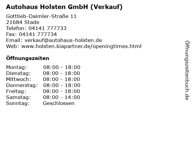 Autohaus Holsten GmbH (Verkauf) in Stade: Adresse und Öffnungszeiten