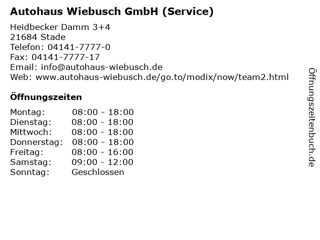 Autohaus Wiebusch GmbH (Service) in Stade: Adresse und Öffnungszeiten