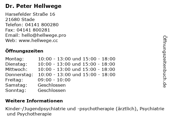 Dr. Peter Hellwege in Stade: Adresse und Öffnungszeiten