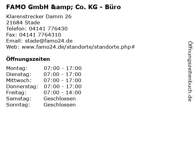 FAMO GmbH & Co. KG - Büro in Stade: Adresse und Öffnungszeiten