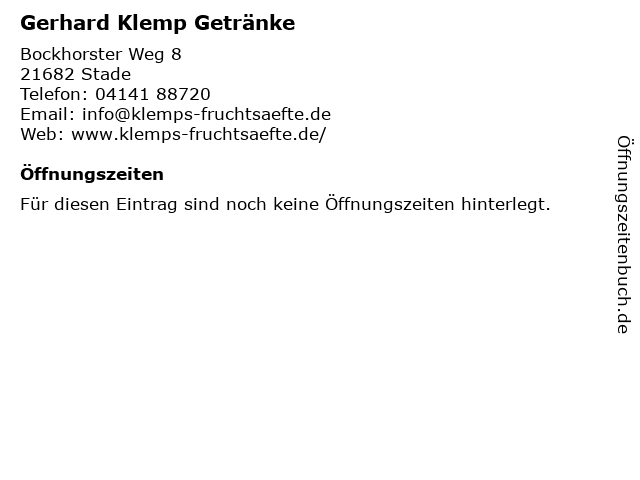Gerhard Klemp Getränke in Stade: Adresse und Öffnungszeiten