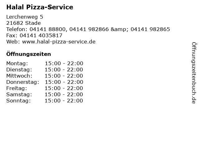 Halal Pizza-Service in Stade: Adresse und Öffnungszeiten