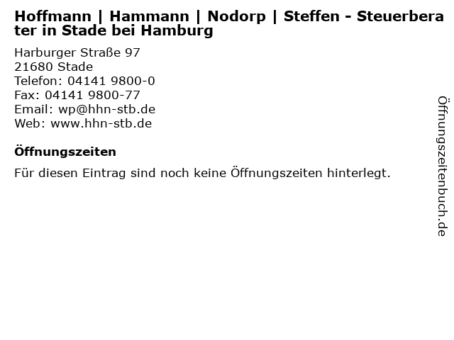 Hoffmann | Hammann | Nodorp | Steffen - Steuerberater in Stade bei Hamburg in Stade: Adresse und Öffnungszeiten