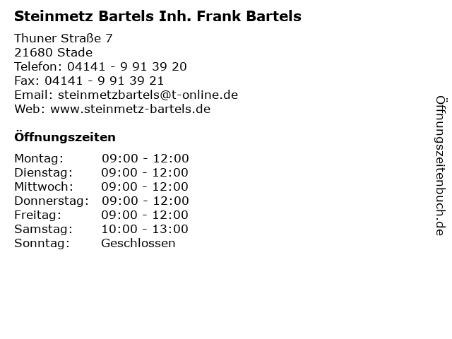 Steinmetz Bartels Inh. Frank Bartels in Stade: Adresse und Öffnungszeiten