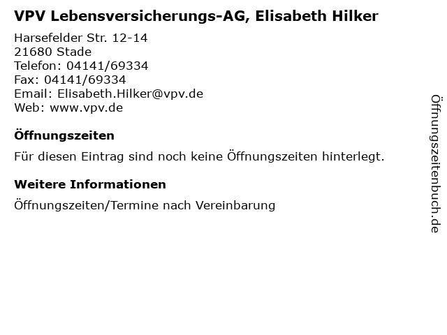 VPV Lebensversicherungs-AG, Elisabeth Hilker in Stade: Adresse und Öffnungszeiten