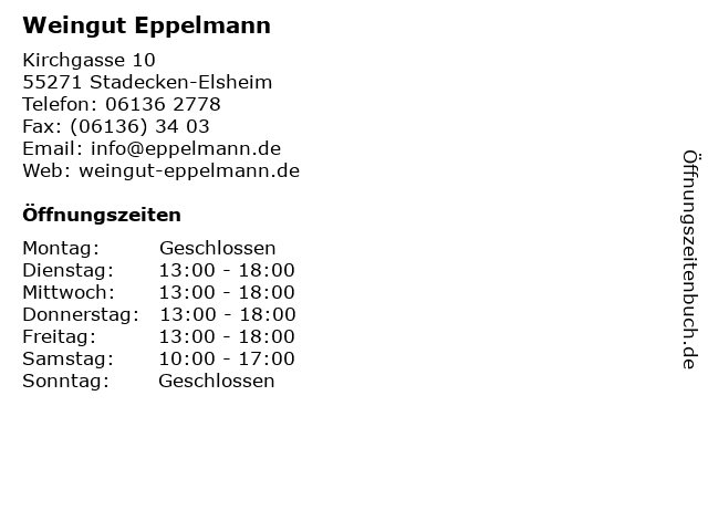 Weingut Eppelmann in Stadecken-Elsheim: Adresse und Öffnungszeiten