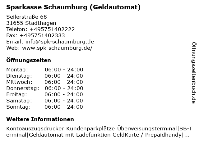 ᐅ Offnungszeiten Sparkasse Schaumburg Geldautomat Geschaftsstelle Seilerstr 68 In Stadthagen