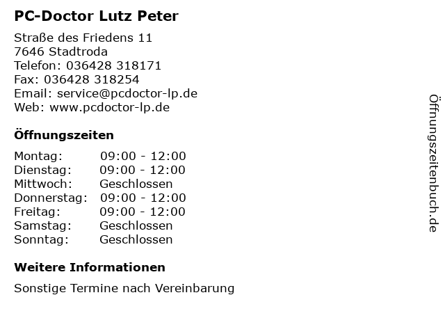 PC-Doctor Lutz Peter in Stadtroda: Adresse und Öffnungszeiten