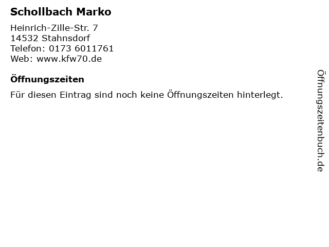 Schollbach Marko in Stahnsdorf: Adresse und Öffnungszeiten