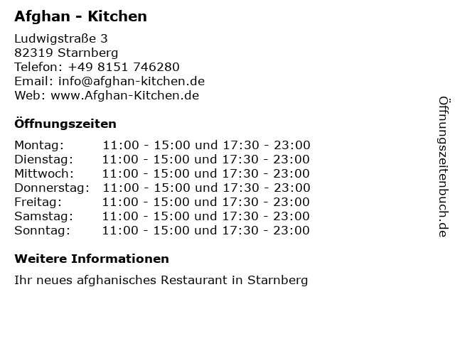 Afghan - Kitchen in Starnberg: Adresse und Öffnungszeiten